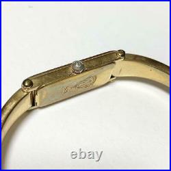 GUCCI Vintage 1500 Quartz Swiss Ladies Bangle Watch Wrist Gold Plated Dial