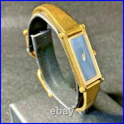 GUCCI Vintage 1500L Quartz Women's Bangle Wrist Watch Gold Plated Black Dial
