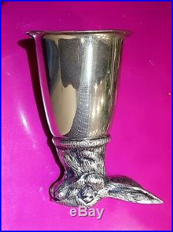 GUCCI sommelier, wine waiter, silver plated vintage Stirrup Hunting Cup RABBIT