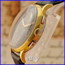Gents Genuine Baume Mercier Chronograph Large Gold Plated Black Dial Manual Wind