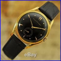 Gents Girard Perregaux Vintage Gold Plated Manual Wind Black Dial Wristwatch