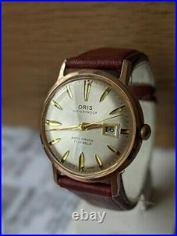 Gents Vintage Oris Lume Hands date function sunburst Gold Plated Watch Working