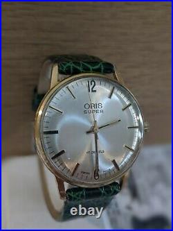 Gents Vintage Oris Super Gold Plated Sunburst Dial 17 Jewel Boxed Watch Working