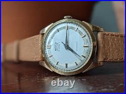 Gents Vintage Roamer De Luxe Jumbo 35mm Rare Dial Gold Plated Watch Serviced