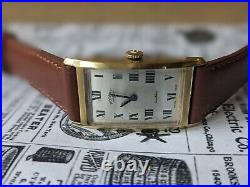 Gents Vintage Rotary Tank Curved Gold Plated Roman Numerals Rare Watch Working