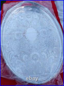 Good English Vintage Silver Plate Gallery Tray