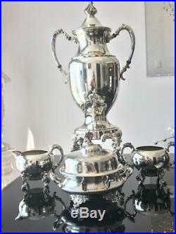 Gorgeous Vintage Silver-plated Sheriden Samovar Urn with Burner Pot and Set