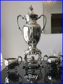 Gorgeous Vintage Silver-plated Sheriden Samovar Urn with Burner Pot and Set