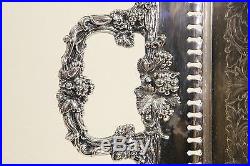 Grapevine Motif Vintage Signed Silver Plate 30 Butler or Buffet Tray