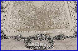 Grapevine Motif Vintage Signed Silver Plate 30 Butler or Buffet Tray