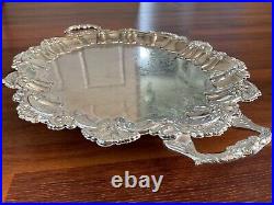 Heavy International Silver Co. VNtg big Silver-Plated Footed Serving Tray etched