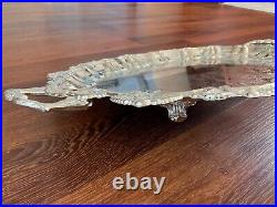 Heavy International Silver Co. VNtg big Silver-Plated Footed Serving Tray etched