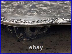 Heavy VINTAGE Silver Plate Large 24.5 Handled Footed Ornate Serving Tray