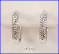 Huggie Hoop Earrings 2Ct Round Cut Real Moissanite 14K White Gold Plated Silver