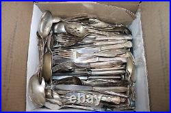 Interesting Antique Vintage Silver plated flatware LARGE FLAT RATE BOX Over 50LB