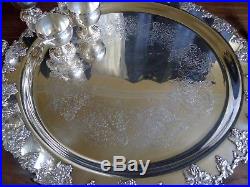 International Co Silver Plated Punch Bowl Set Grape Webster Wilcox VINTAGE PLAIN