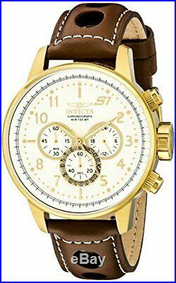 Invicta Mens S1 Rally 18k Gold Ion-Plated Watch With Brown Leather Strap