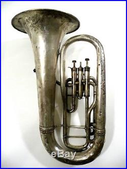 JW York & Sons Vintage Silverplate Small Baritone Euphonium for Parts/Repair