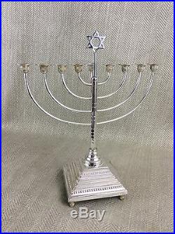 Jewish Menorah Musical Silver Plate Judaica Hanukkah Swiss Reuge Clockwork VTG