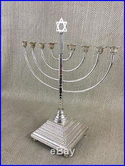 Jewish Menorah Musical Silver Plate Judaica Hanukkah Swiss Reuge Clockwork VTG