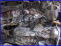 Job Lot Vintage Silver Plated Items Tea Sets Mountain Cutlery. Etc