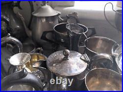 Job Lot Vintage Silver Plated Items Teapots Etc Incl Cutlery