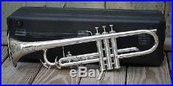 KING Model 600 Trumpet Silver Plate Bb circa-1980 Vintage Student withCase Flair