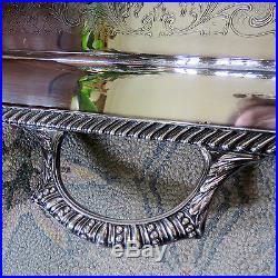Large 23 By 17.25 Vintage Silver Plate Double Handle Serving Tray Platter