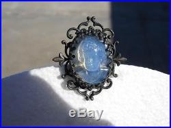 LAST ONE! 1940s FRENCH NOUVEAU SILVER PLATECHILD CAMEO GLASS VINTAGE BUTTON