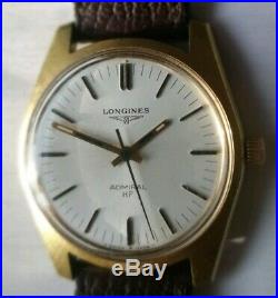 LONGINES Admiral HF Men's Watch Gold Plated Case Calibre 6942 Silvered Dial 1974