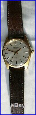 LONGINES Admiral HF Men's Watch Gold Plated Case Calibre 6942 Silvered Dial 1974