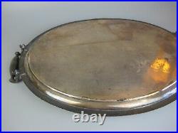 Large 19th century antique oval silver plated Butlers Serving Tray withhandles 22