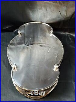 Large 20 vtg Sheffield England Silverplate very unique Serving Tray feet handle