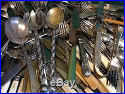 Large 6.6kg Job Lot of 157 Pieces Antique & Vintage Cutlery Mostly Silver Plate