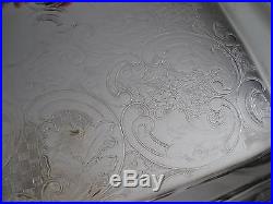 Large Antique/vintage Old English Silver Plate Handled Service Tray