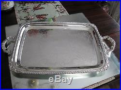Large Antique/vintage Old English Silver Plate Handled Service Tray