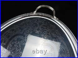 Large Christofle Serving Tray French Silver Plated Twin Handled Oval Ornate