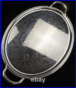 Large Christofle Serving Tray French Silver Plated Twin Handled Oval Ornate