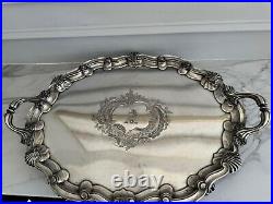 Large VTG Footed Showpiece Silverplated Tray For Big Parties 29 X 20 Weigh 15p