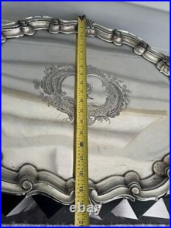 Large VTG Footed Showpiece Silverplated Tray For Big Parties 29 X 20 Weigh 15p