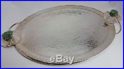 Large Vintage C. 1960 Emilia Castillo Silverplate Malachite Frogs Platter