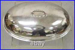 Large Vintage Oval Modern 22 Silver Plated Food Serving Dish Dome Cover