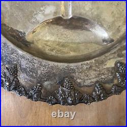 Large Vintage Sheffield Footed Meat Platter. Silver plate On Copper 22x16in