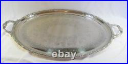 Large Vintage Silver Plate Serving Tray & Handles Victorian English Butler 70cm