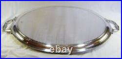 Large Vintage Silver Plate Serving Tray & Handles Victorian English Butler 70cm