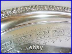 Large Vintage Silver Plate Serving Tray & Handles Victorian English Butler 70cm