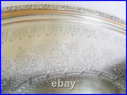 Large Vintage Silver Plate Serving Tray & Handles Victorian English Butler 70cm