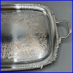 Large Vintage Silver Plated Butler Serving Tray with Handles English Sheffield