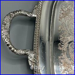 Large Vintage Silver Plated Butler Serving Tray with Handles English Sheffield