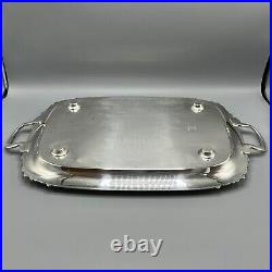 Large Vintage Silver Plated Butler Serving Tray with Handles English Sheffield